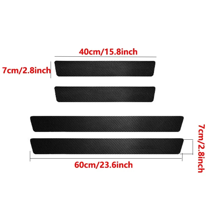 5 pcs/4 pcs set Koolstofvezel Drempel Bescherming Strip Universele Anti-kras en Anti-collision Deur decoratieve Strip Sticker