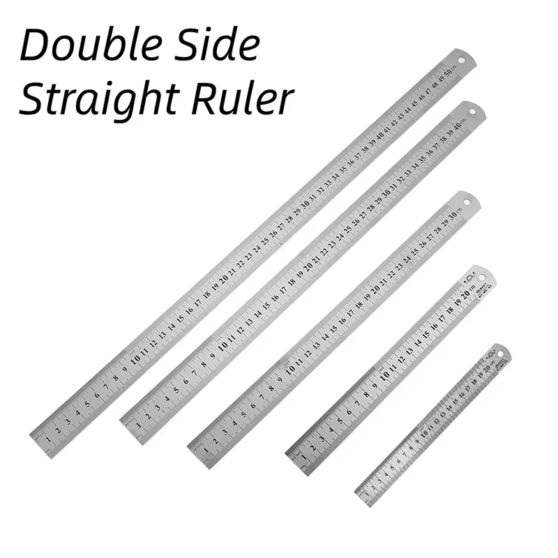 Metal Stainless Steel Straight Ruler Double Side Scale Ruler 150-500mm Precision Measuring Tools School Office Drafting Supplies