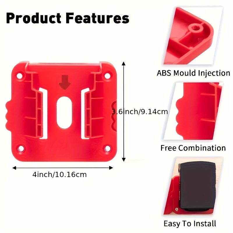 밀워키 M18 18V 배터리 거치대, 작업 밴, 선반, 도구 상자용 벽걸이 스토리지, 배터리 정리 및 보호, 5 팩