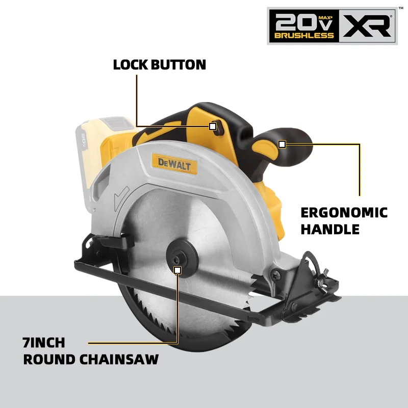 Dewalt 5000RPM Brushless Circular Saw 7 Inch Cordless Handheld Woodwork Saw 50° Adjustable Cutting Machine Power Tool New