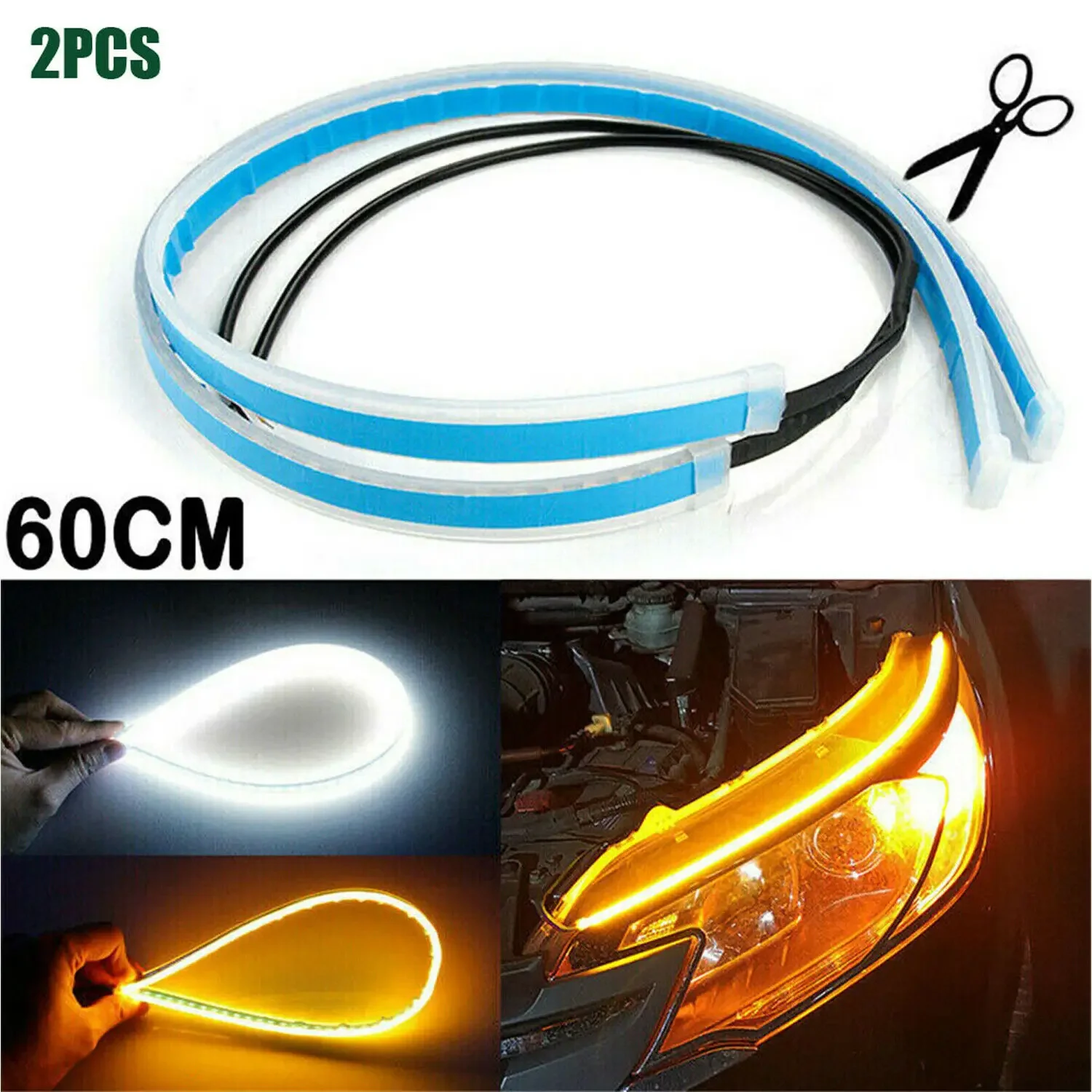 2 x tira LED secuencial indicador de señal de giro luz de circulación diurna DRL para coche Reino Unido