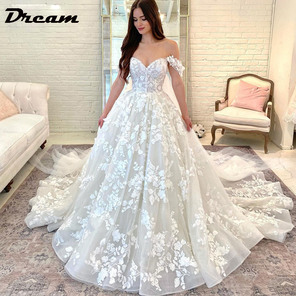 Rêve-Robes de mariée princesse Boho personnalisées pour femmes, hors de la chérie initiée, appliques en dentelle, robe de patients, robe de Rh, 2025