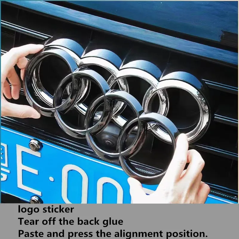 Refitted four-ring black LOGO directly covered front logo For Audi A4 A3 A5 A7 Q3 Q5 Q7 Q2 A6 logo decoration accessories