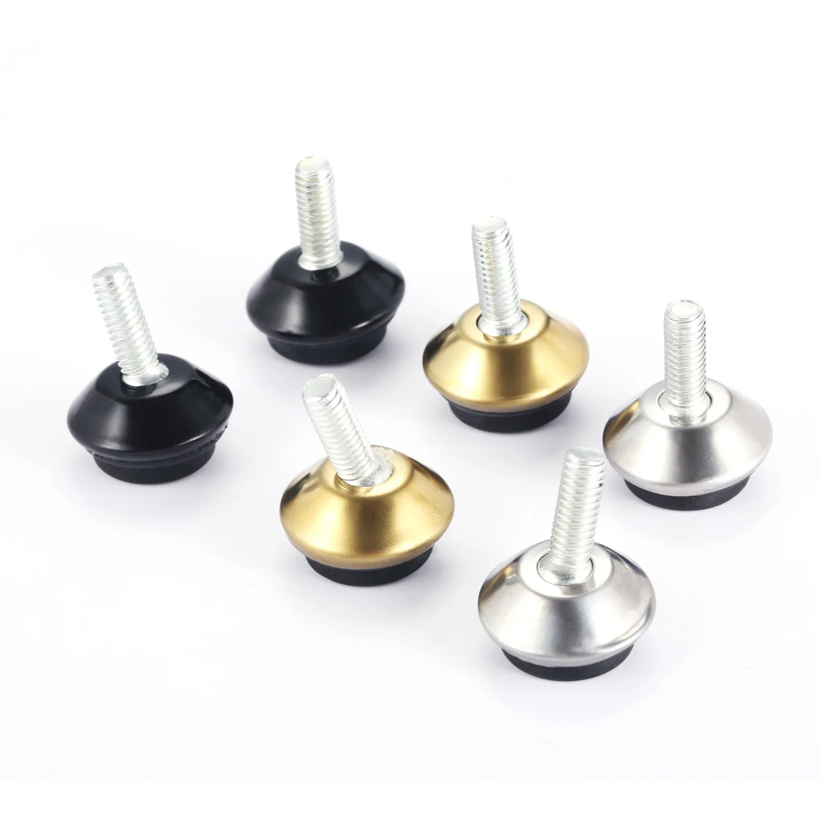 4Pcs ปรับเฟอร์นิเจอร์โลหะ Levelers หลายทิศทางขา M6 * 15มม.สกรูสีดำ/เงิน/ทองโต๊ะเก้าอี้โซฟาหน้าอก