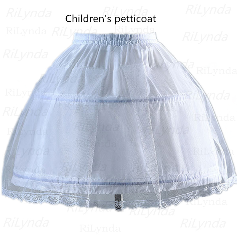 Girls Crinoline Petticoat with hoop Under skirt Short White Underskirt A-line Ball Gown Petticoats