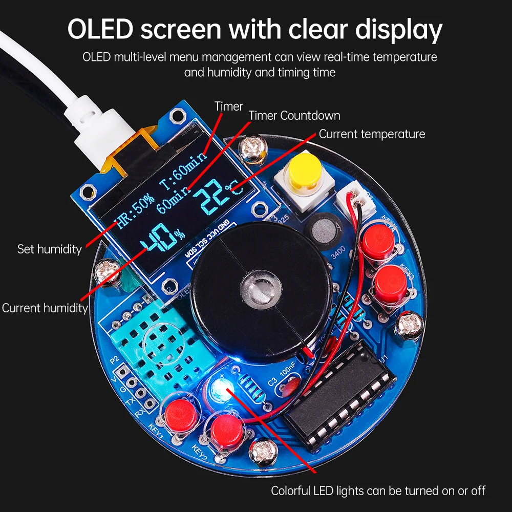 Oled Display Humidifier Mist Diy Kit Usb Humidifier Electronic Diy Kit Circuit Board Manufacturing Welding Practice