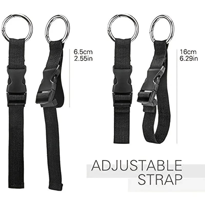 Bolsa colgante para maleta de nailon negro portátil para viajes de vacaciones con correa de hebilla para senderismo de aleación de Zinc con correa de gancho externo