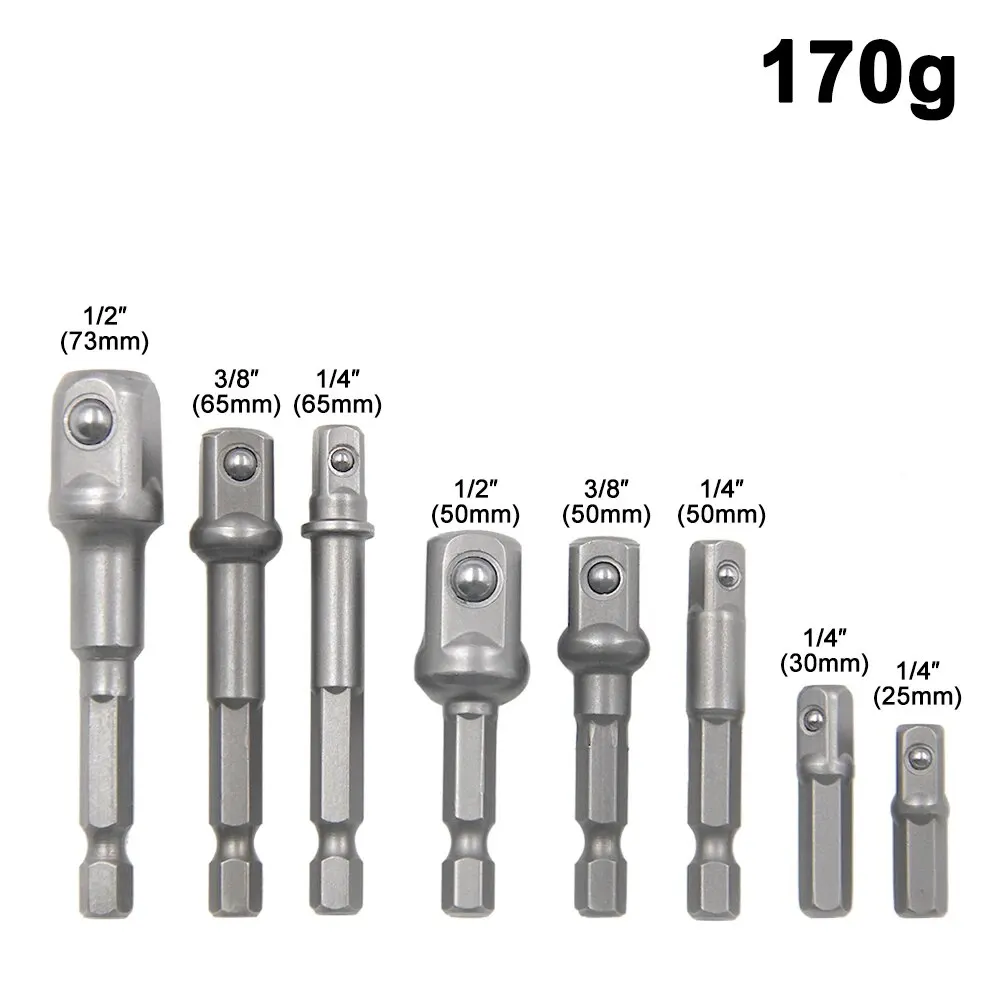 Natural Cor parafuso elétrico Set, Hexagonal Handle Adapter, 1/2 cabeça quadrada, 1,4 Extensão Rod, 3/8 ", Tool Sleeve, Acessório, 8 Pcs