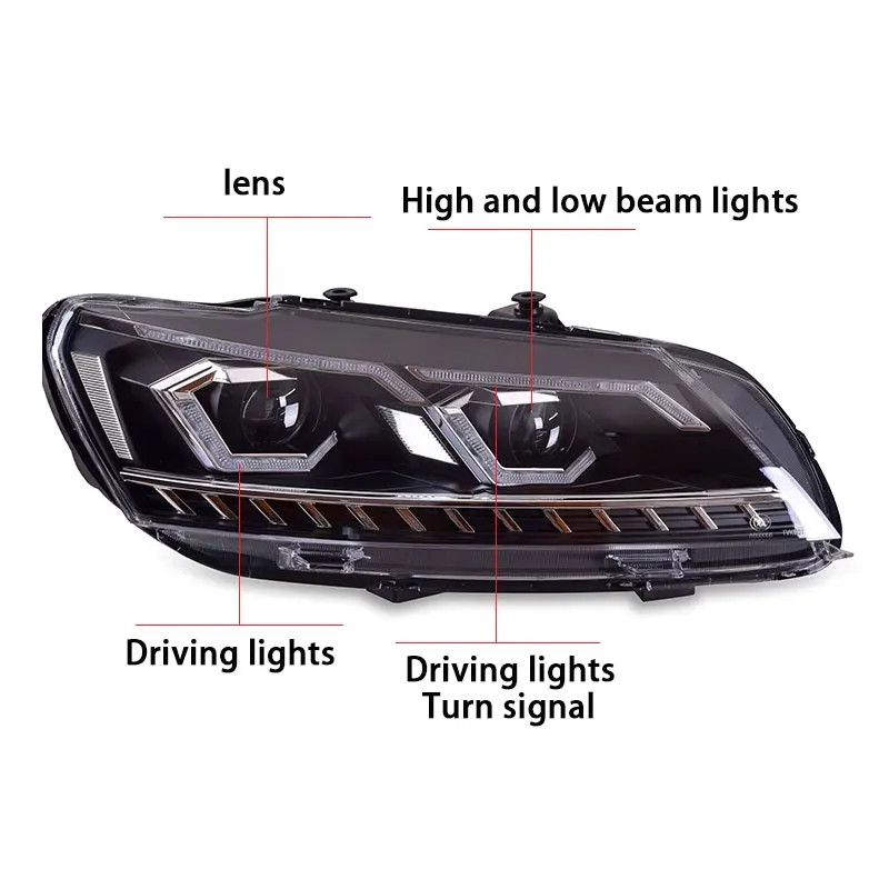 Lampu Mobil untuk VW Passat B7 Lampu Depan LED 2011-2016 Passat B7 Versi AS Lampu Depan Passat Drl Lensa Proyektor Otomotif