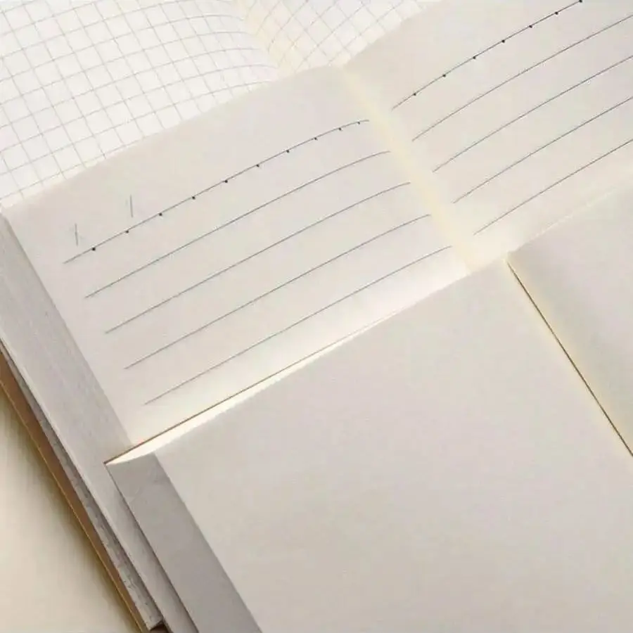 A6 Pocket Thickened Notebook 256 Pages 128 Sheets Line Blank Grid Inner Pages Kraft Paper Cover Small Notepad Book