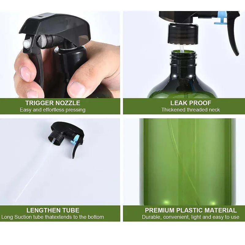 Spruzzatore con flacone spray in plastica ricaricabile da 500 ml/16,9 once