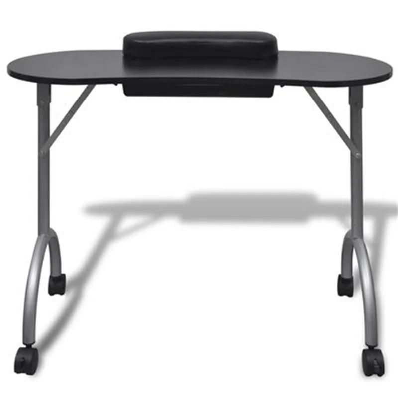 Table de manucure pliable à roulettes noires