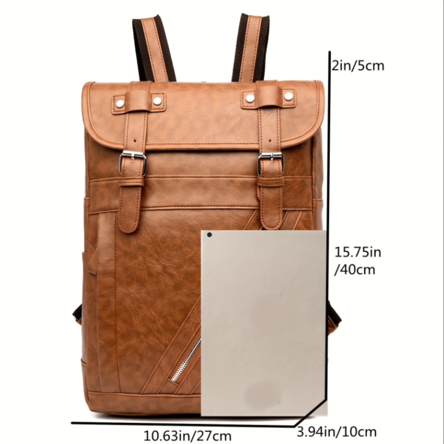 กระเป๋าเป้สะพายหลังหนัง PU เรียบง่ายสไตล์เรโทรสําหรับผู้หญิงธุรกิจ