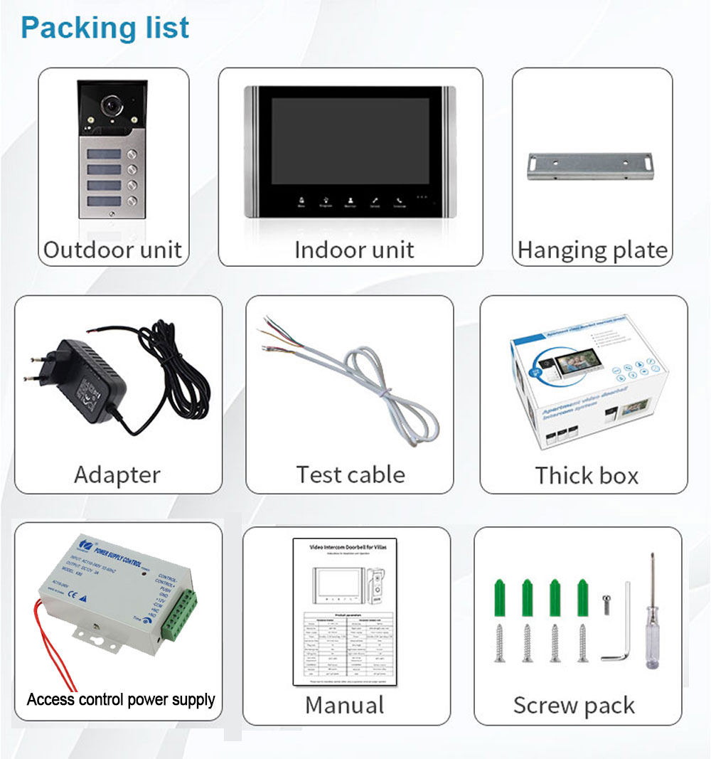 家族向けビデオインターホン,ドアベル,電話付き,2/3/4ボタン,4線式,7インチ