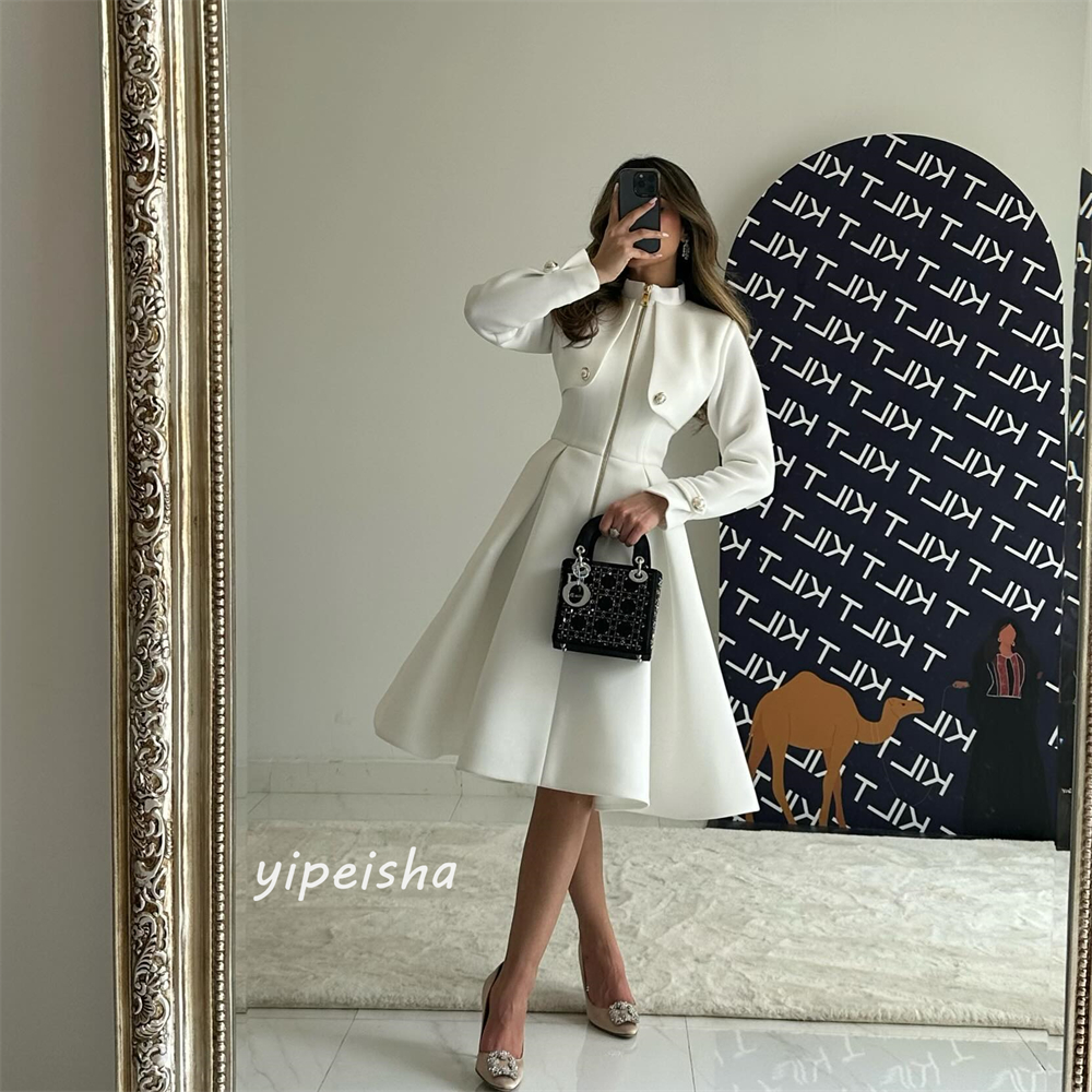 Customized Jiayigong s Draped Beach A-line High Collar Bespoke Occasion Gown Knee Length Dresses