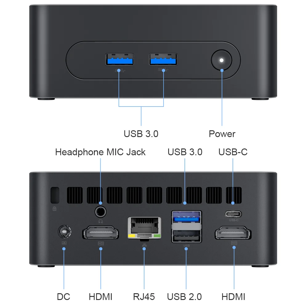 Ninkear N10 Mini-PC Intel N100 bis zu 3,4 GHz 16 GB 512 GB 2,4 G + 5 G WIFI HDMI 2,0 * 2, unterstützt Dual-Screen Windows 11 Desktop-Computer