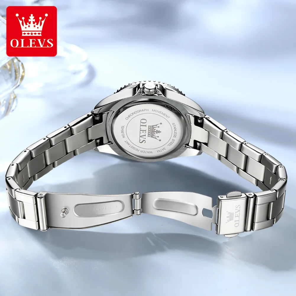 OLEVS Original reloj de cuarzo con esfera de diamante para mujer, relojes de moda para mujer, reloj de pulsera luminoso resistente al agua de acero inoxidable para mujer