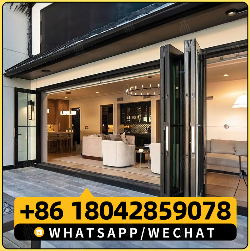 Porta deslizante dobrável em PVC de camada dupla de 6 mm