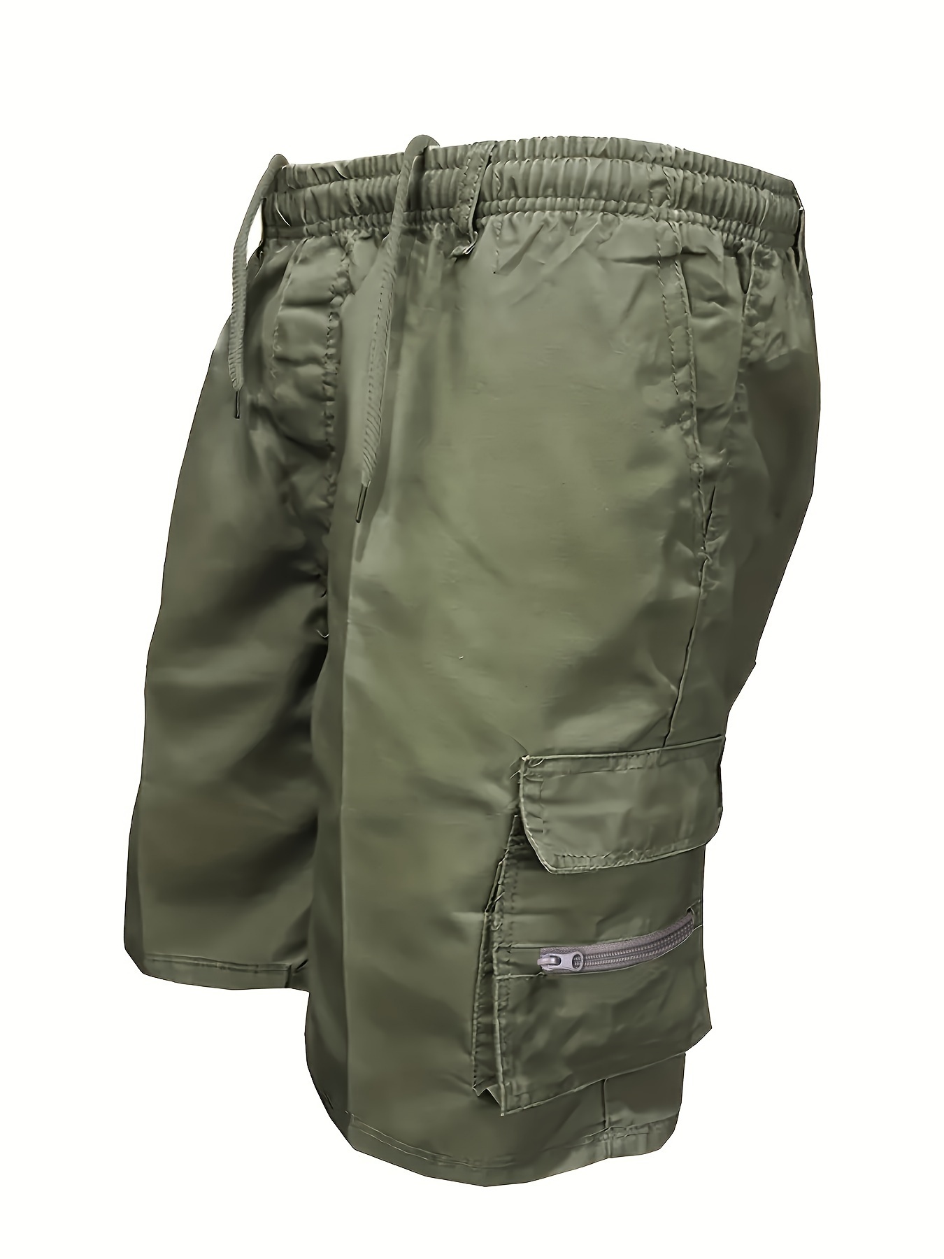 New men's workwear shorts for rest and work, cool pants with five large pockets, elastic waist, sporty men's clothing