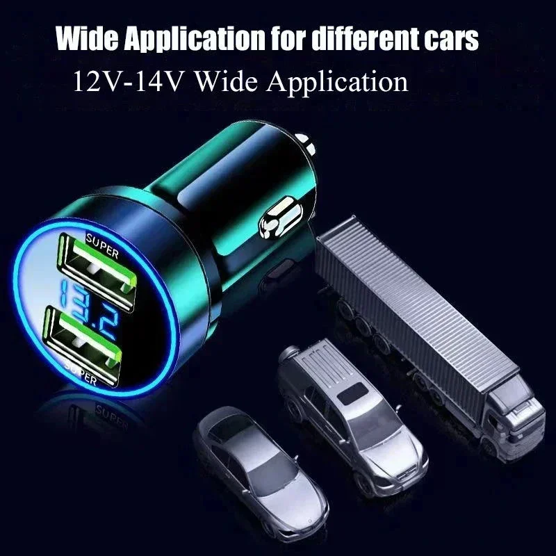 Carregador de carro 240W portas USB duplas 120W carregamento super rápido com display digital adaptador de carregamento rápido para iPhone Samsung Xiaomi