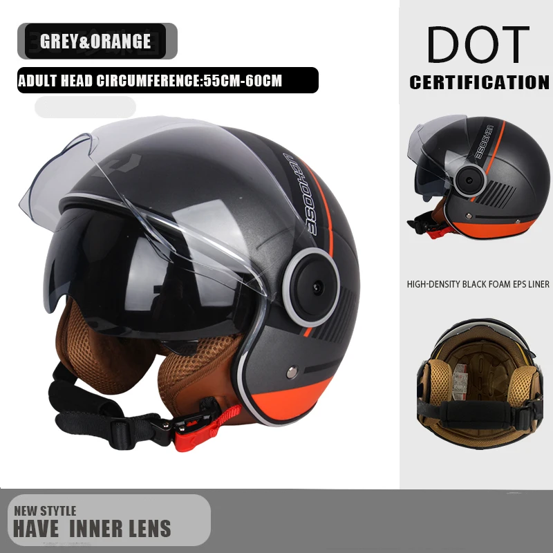 DOT-Zertifizierung Motorrad Casco Go Kart Roller Motor Van Motorrad Dual Lens Vintage Helme Four Seasons Racing Halbhelm