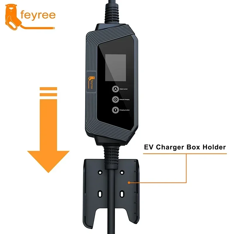 feyree Smart Portable EV charger Type2 Cable 32A 7KW Fast Charging for Electric Car with Adjusting Current Setting Charging Time