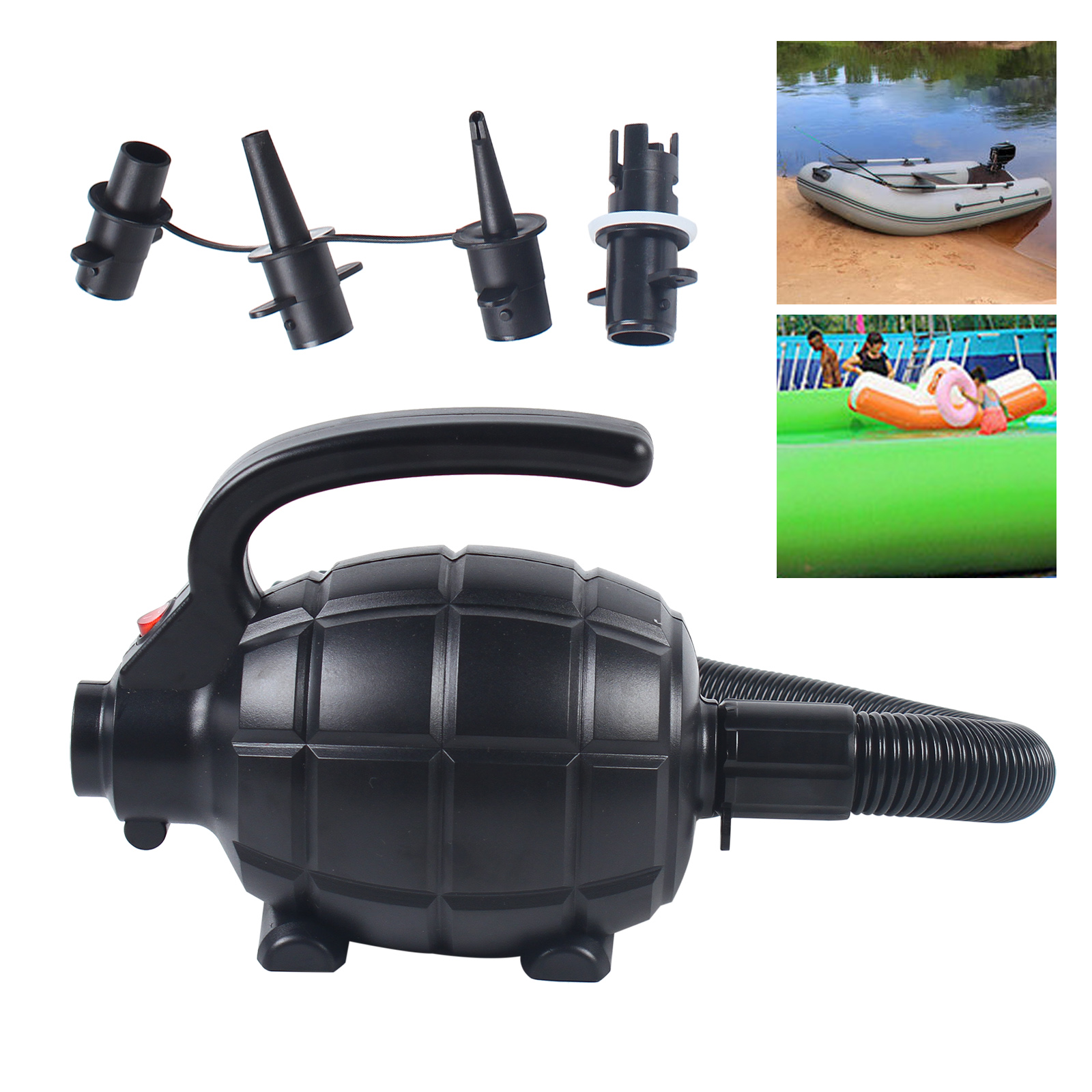 Bomba de ar de alta pressão 1000L/min elétrica portátil 220V 600W com 4 bicos para barcos infláveis
