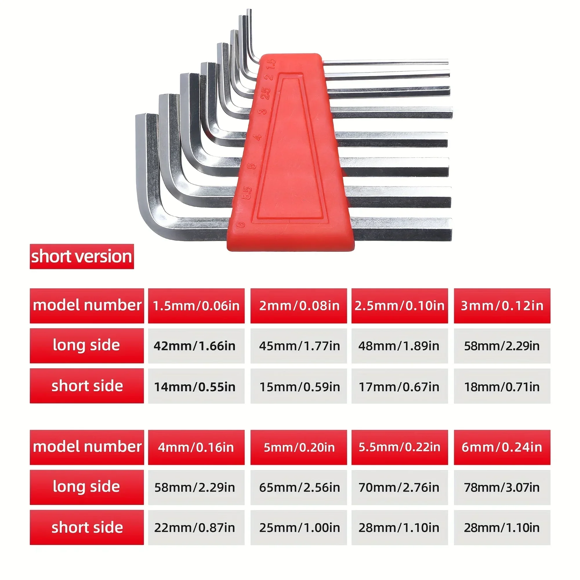 8pcs Allen Wrench Metric Wrench Inch Wrench L Wrench Size Allen Key Short Arm Tool Set Easy To Carry In The Pocket 2025