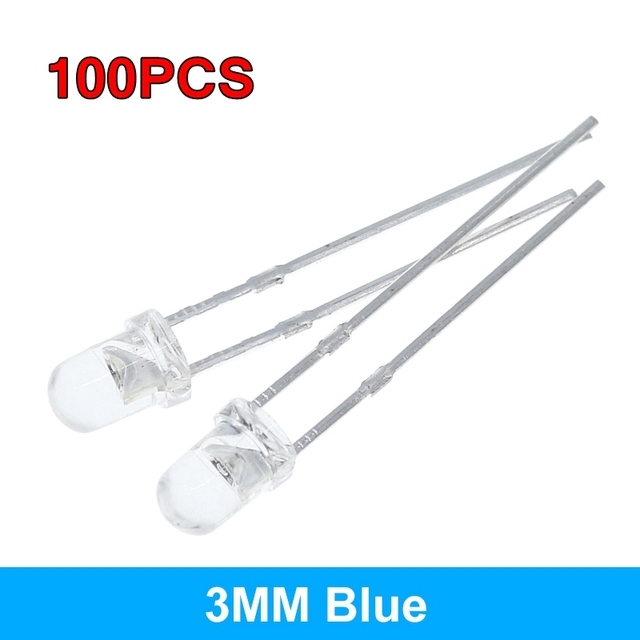 5สี X20pcs = 100Pcs F3 Ultra Bright 3มม.รอบน้ำใสสีเขียว/สีเหลือง/สีฟ้า/ไฟ LED สีขาว/แดง LED Light Emitting ไดโอด Dides ชุด