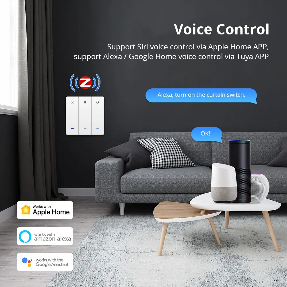 Yagusmart Zigbee interruptor de cortina inteligente para Motor de persiana enrollable interruptor de empuje funciona con la aplicación Tuya Alexa Echo Google Home Control de temporizador
