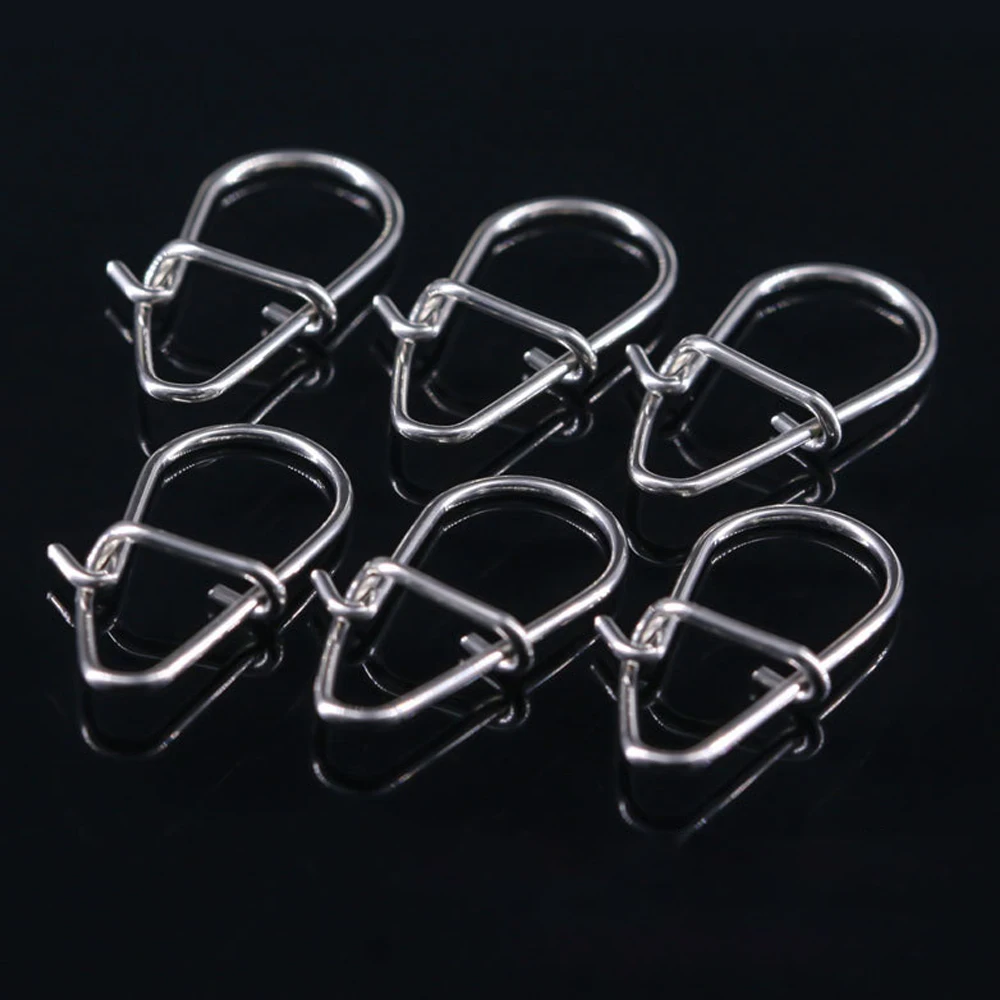100PCS zucca in acciaio inossidabile Snap Safety Fast Clip Lock Pin Strong Pull Fish Hook Lure Connector accessori per la pesca