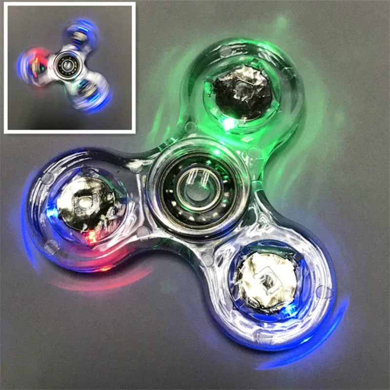 Luminous LED light Fidget Spinner Hand Top Spinners Glow in Dark Light EDC Fidget Spinner นิ้วมือความเครียดบรรเทาของเล่น