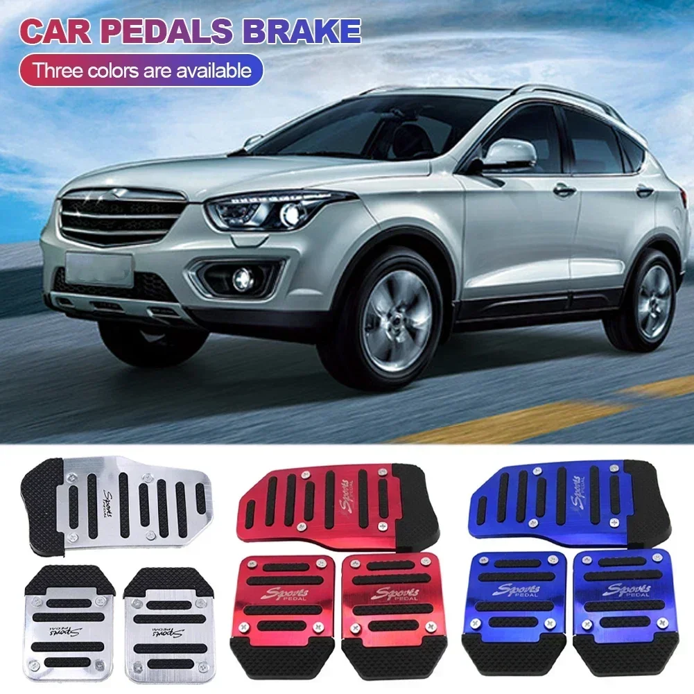 Nowy zestaw uniwersalnych, antypoślizgowych nakładek na pedały samochodowe z aluminiu do manualnej skrzyni biegów, 3 szt./2 szt., pedały czerwone/niebieskie/srebrne, akcesoria samochodowe
