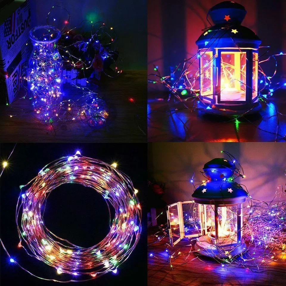 Outdoor Solar String Light LED Fairy Garland Copper Wire Light Garden Yard Party Christmas Decoration Lamp 8 Mode