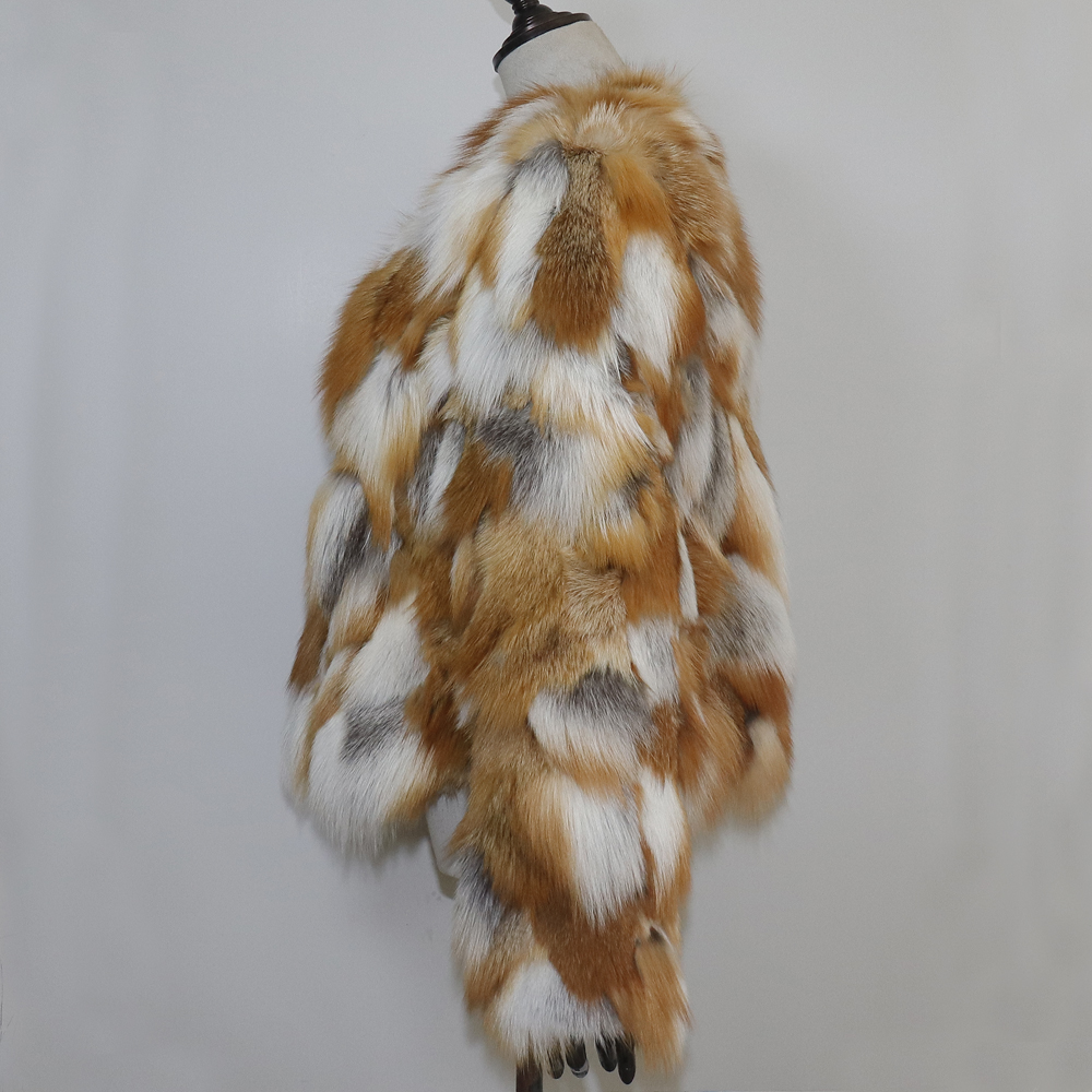 女性のための本物のキツネの毛皮のコート,冬のジャケット,豪華なオーバーコート,ナチュラルレッド,女性のファッション,暖かくて厚いスタイル,100% 本物