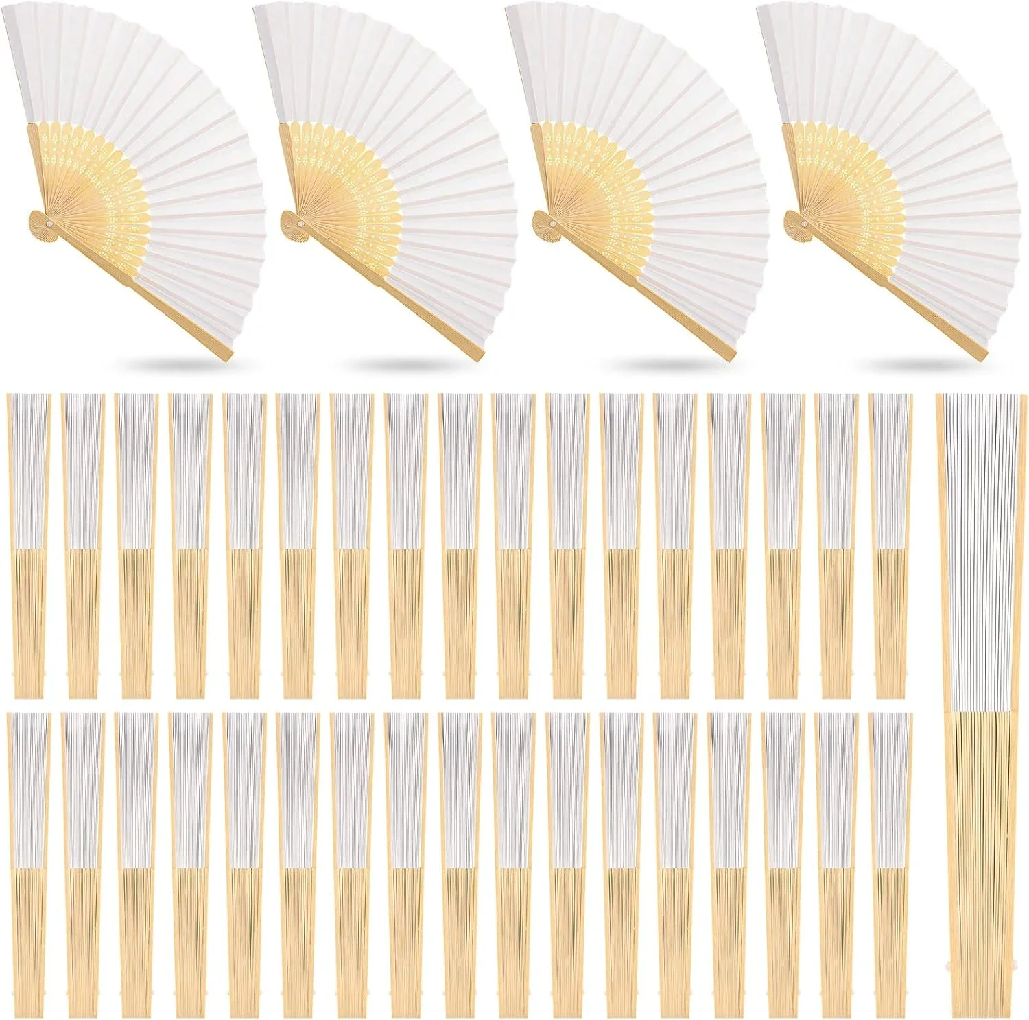1-50PCS Papier Bamboe Opvouwbare Handventilator Bruiloft Gepersonaliseerde Fans Party Decor Art Craft DIY Opvouwbare ventilator voor Bruiloft Decor