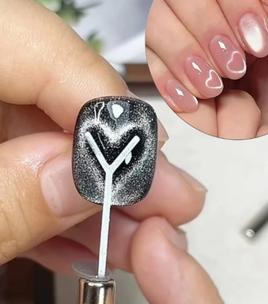 Herramienta auxiliar magnética en forma de corazón de amor, 1/2/4 unidades, para combinar con imán para uñas, chupar ojos de gato, formas de corazón, efecto de Gel para uñas, herramienta DIY