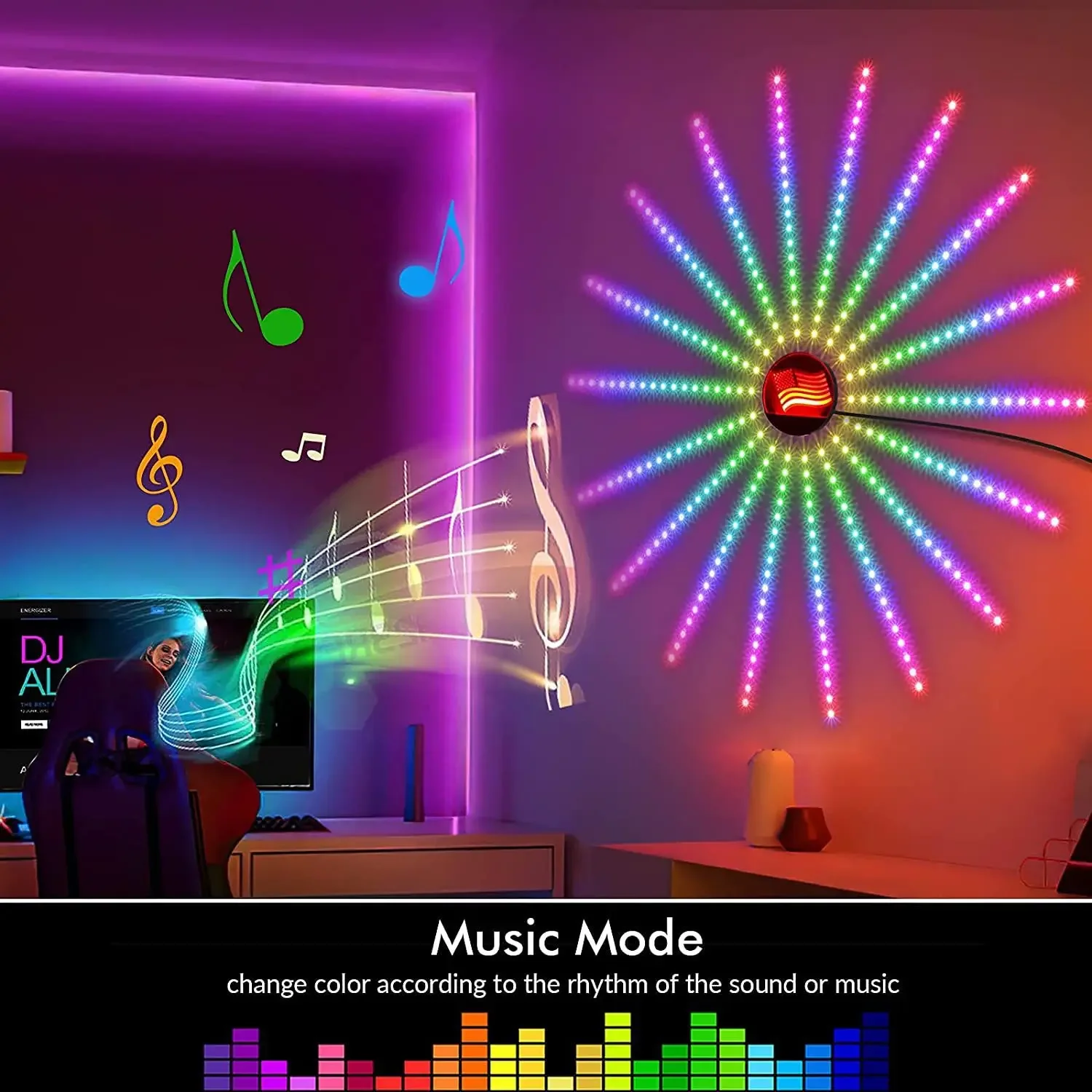 スマート LED ライトストリップ DIY 花火リモート Bluetooth フェストゥーンランプクリスマス寝室パーティー結婚式の装飾ホリデーフェアリーライト