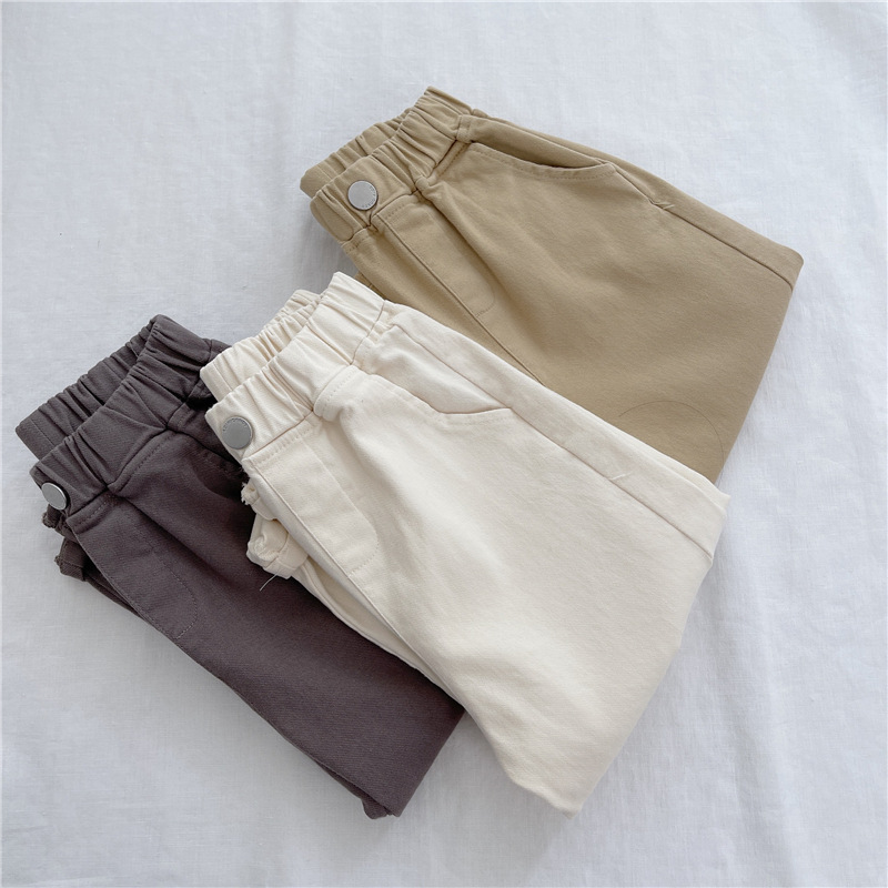 용수철 캐주얼 바지, 2-8 세 어린이 하렘 바지, 여름 여아, 루즈 단색 스포츠 바지, 어린이 패션 의류