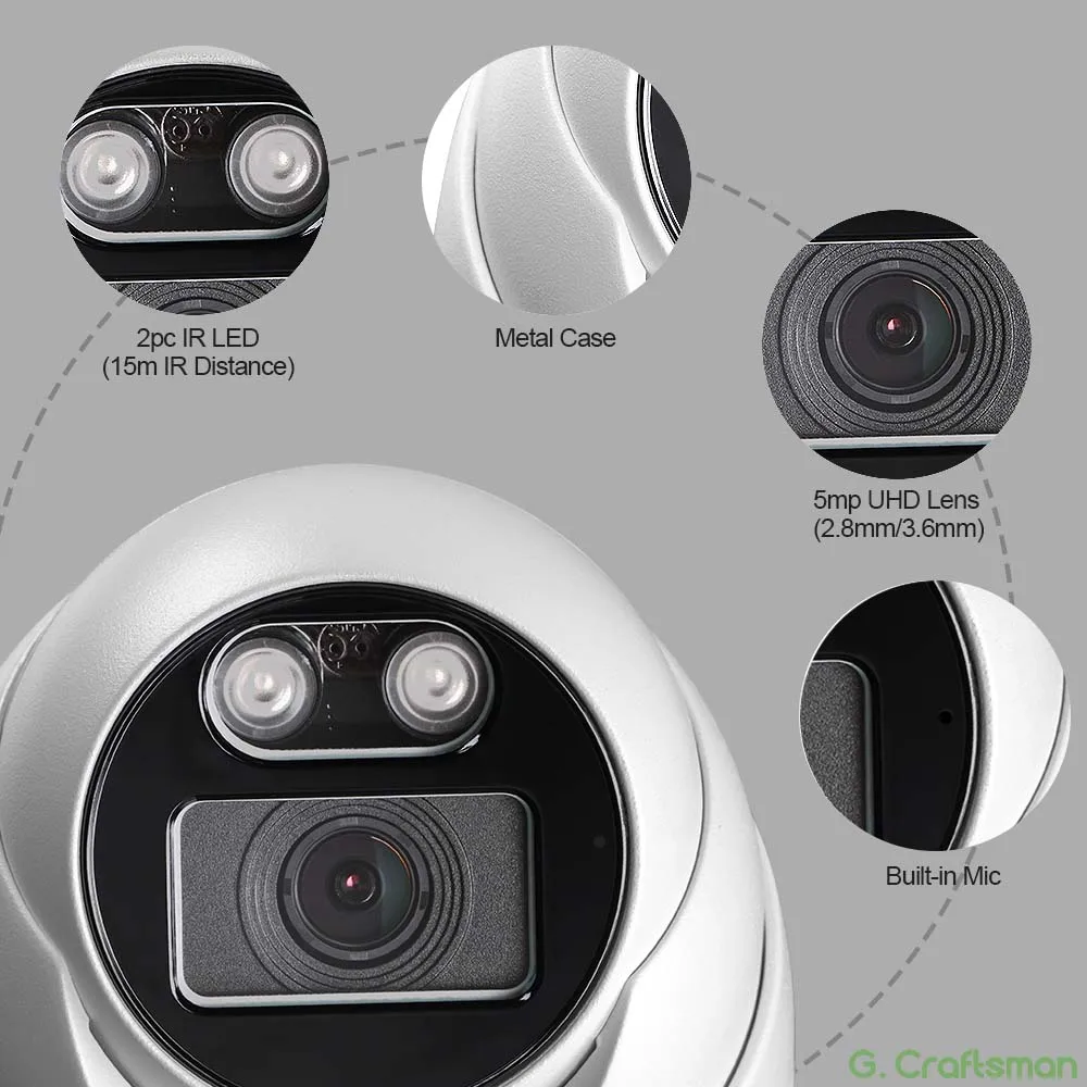 XMeye X 6 MP, 2,8 mm, 20 FPS, Innenbereich, POE, Weitwinkel, Audio, Infrarot, Videoüberwachungssicherheit