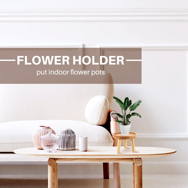 Suporte de madeira para interior e exterior, base de pote, fezes, fezes altas, varanda, suculentas, prateleiras de flores redondas