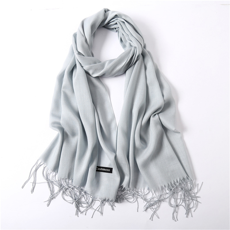 패션 솔리드 컬러 2024 여성 스카프 겨울 Hijabs Tassels 긴 레이디 Shawls 캐시미어 Pashmina Bandana 스카프 랩 Echarpe