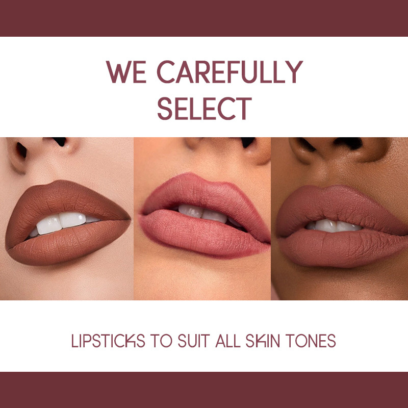 USHAS 12-Farben-Lipliner + Lippenstift-Set, leicht färbender, mattierter Lippenstift, langlebiger nackroter Lippenstift