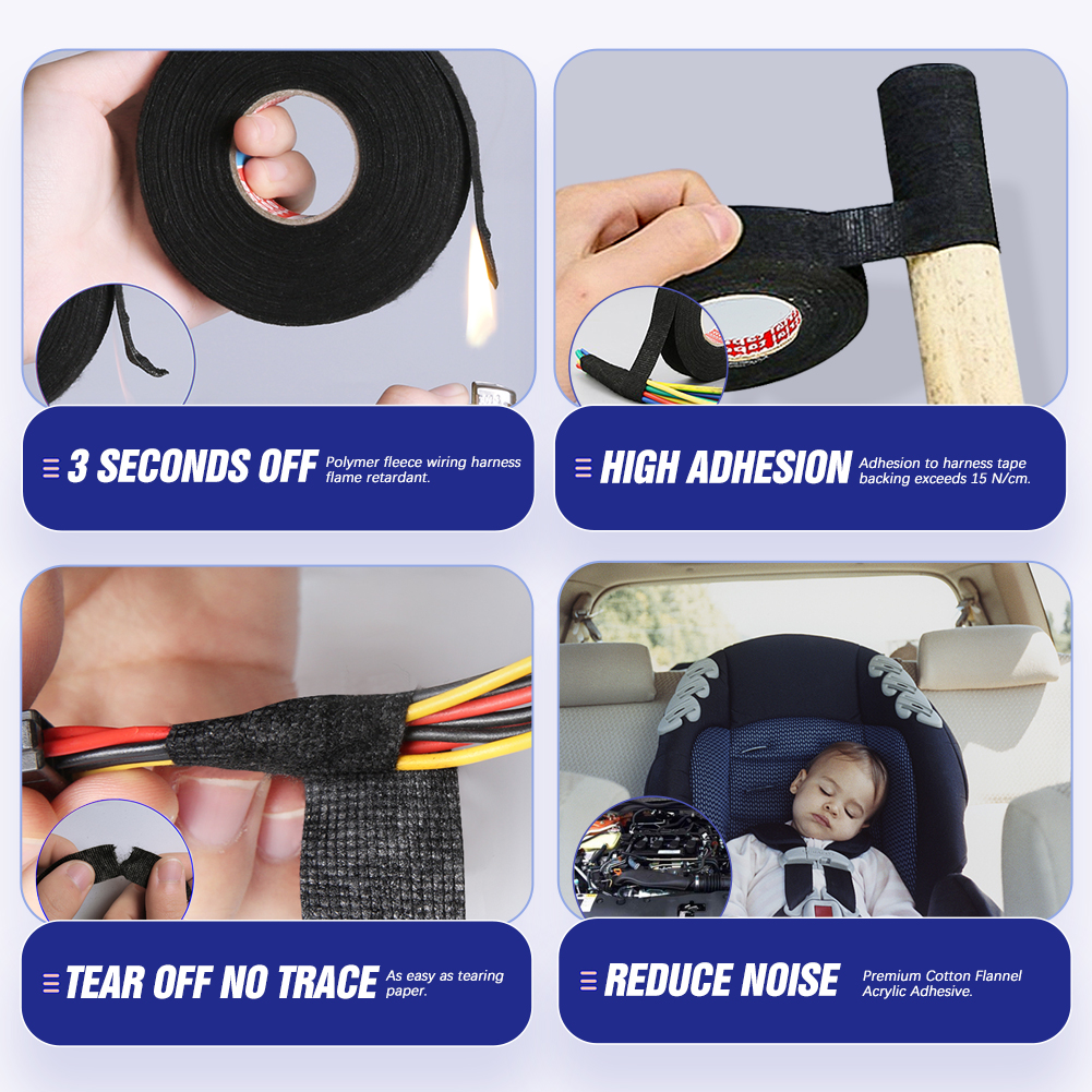 15M 9/15/19/25/32MM Nastro adesivo in tessuto resistente al calore per cavo automobilistico Nastro cablaggio Telaio Nastro termico elettrico