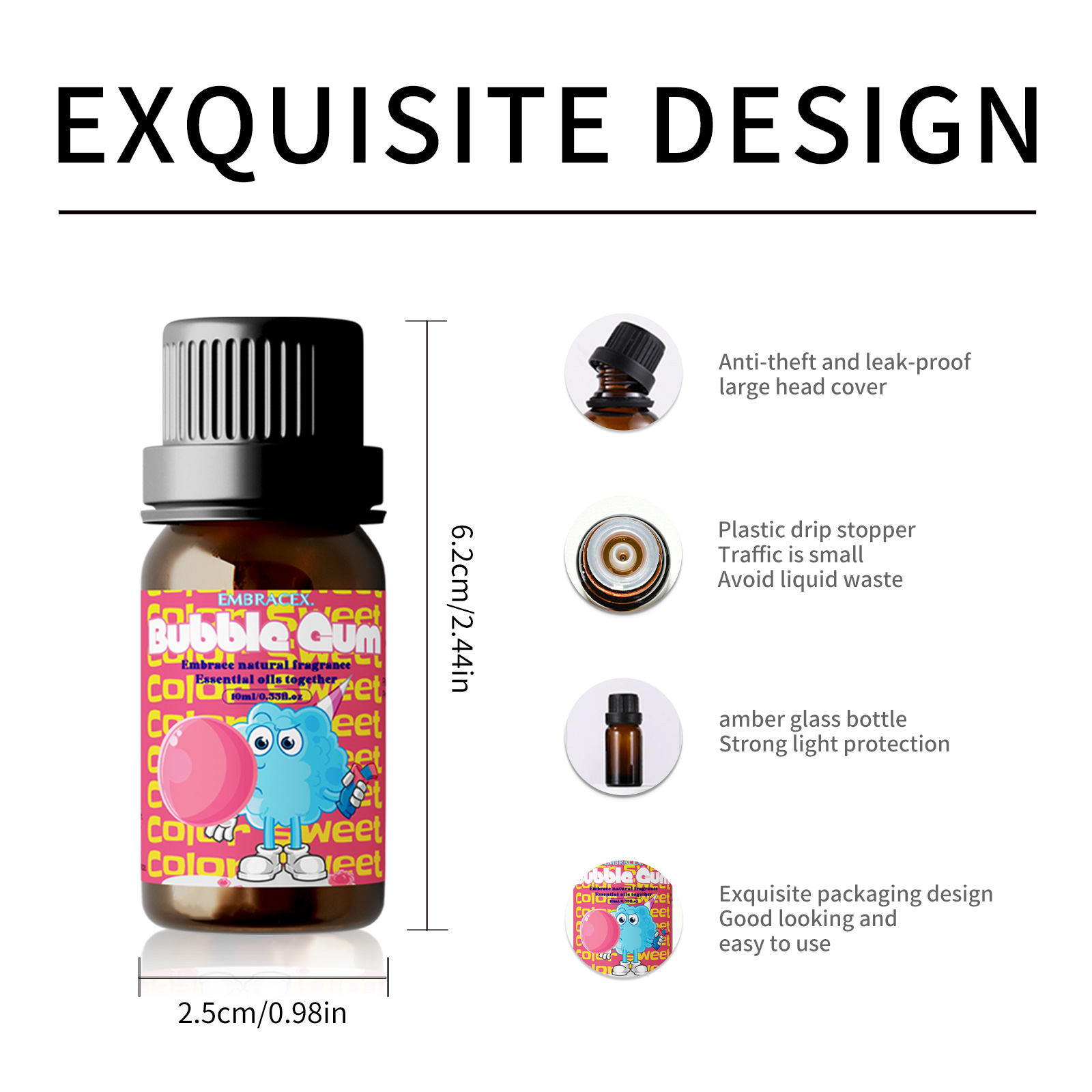 10ml Bubble Gum Perfume Essential Oils Aromatherapy Oils Women Perfume Sweet Long Lasting For Diffuser Candles Perfume Gift