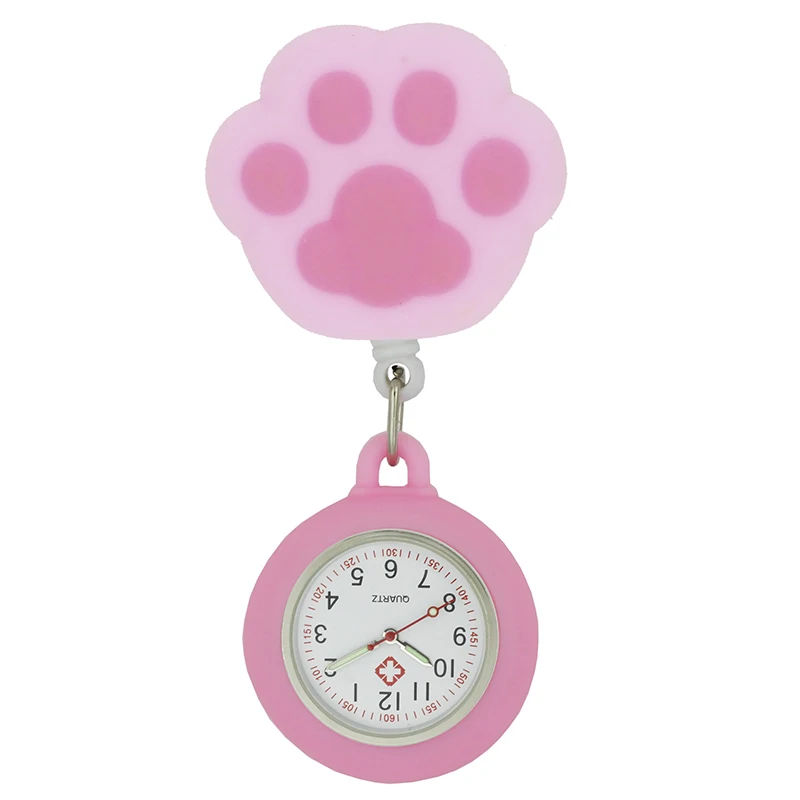 YiJia Lovely Dolphin การ์ตูน Puppy Retractable Badge Reel นาฬิกาสำหรับพยาบาลกรณีป้องกันยาง