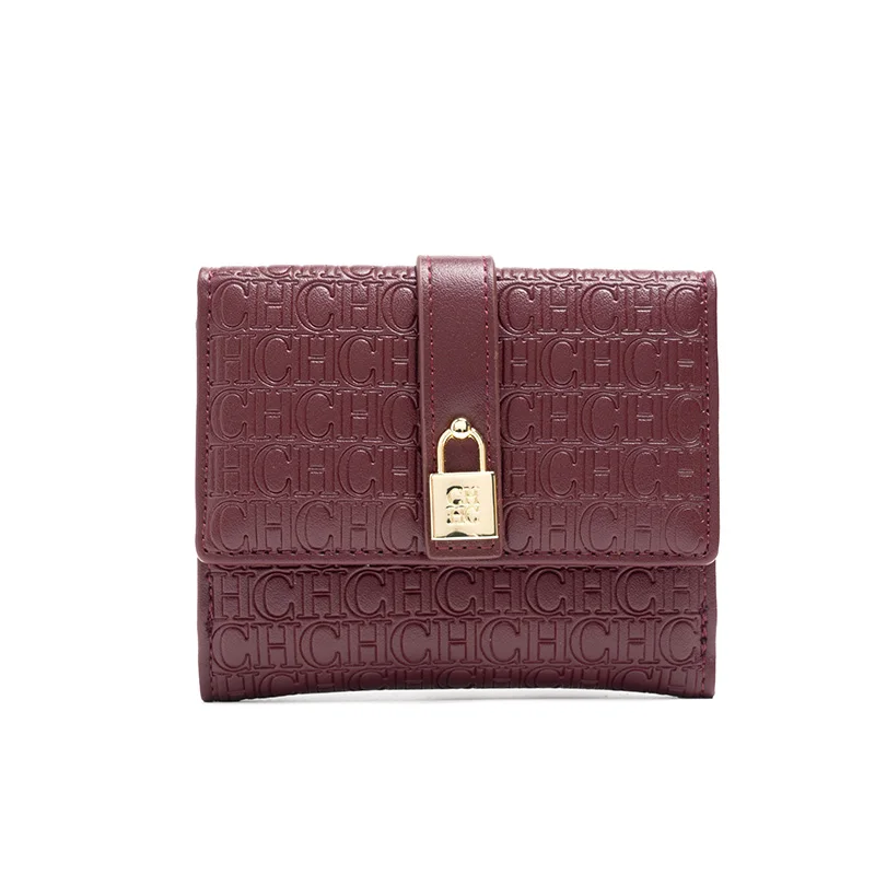 High Quality Premium Wallet Women's Temperament Style Fashionable Versatile Letter Print with Lock Design Card Wallet