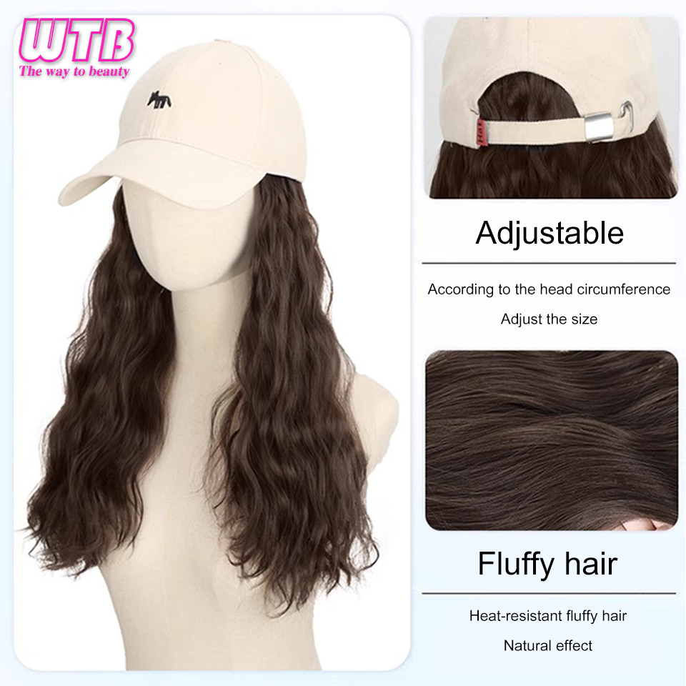 Gorra de béisbol bordada con letras integradas para mujer y niña, sombrero de peluca ajustable con peinado Bob corto