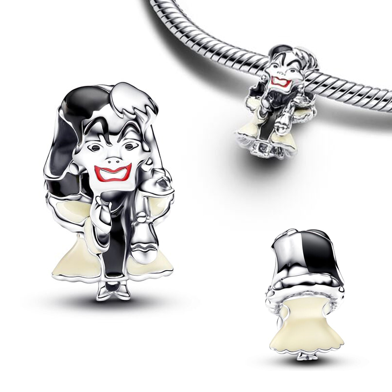 Gioielli in argento Disney Villians Collezione completa Set Cruella De Vil Malefica perline con ciondoli adatti alla collana con bracciale originale
