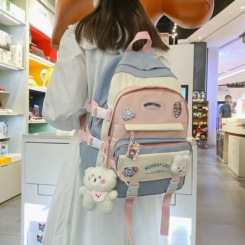 Elegant Nylon Backpack School Bag Book Bag for Teenage Girls and Kids